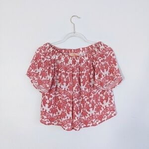 Otis & Maclain Red and White Off the Shoulder Crop Top Size XS